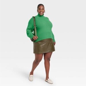 Women's Mock Turtleneck Pullover Sweater
- A New Day Green XXL